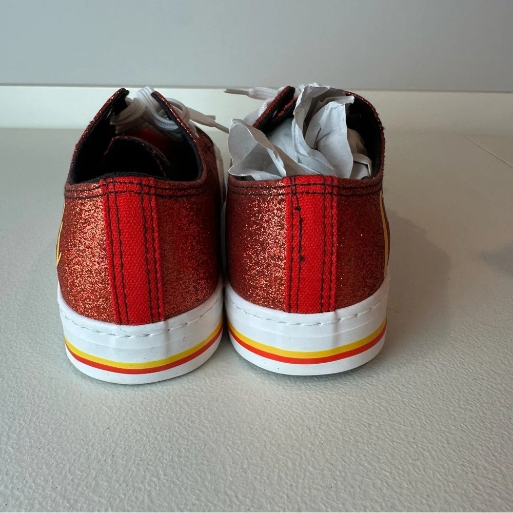 NEW Foco Kansas City Chiefs NFL Football Red Glitter Lace Up Sneakers Size 10